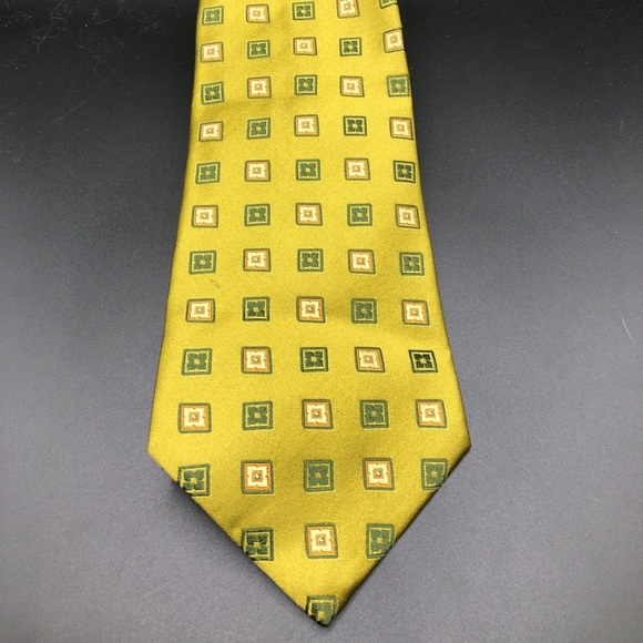 Kiton Other - Kiton Green and Tan Geometric Silk Tie